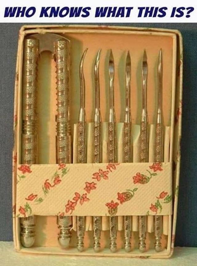 A timeless tool - the classic HMQ Nutcracker set in its vintage floral box