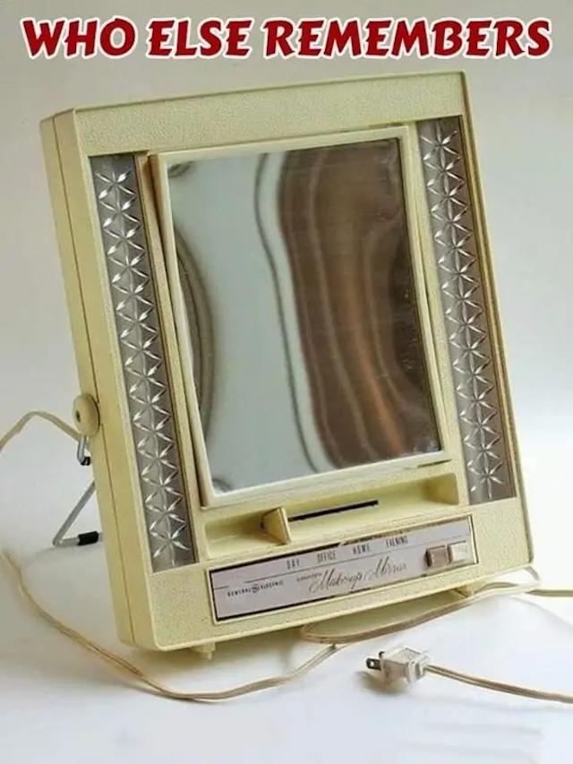 A vintage lighted makeup mirror that evokes nostalgia for those who grew up using it daily